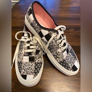 Vans Authentic Black and White Floral Patchwork Shoe-Never Worn